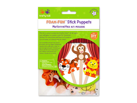 Krafty Kids Kit: DIY Foam Character Stick Puppets D) Jungle Pals