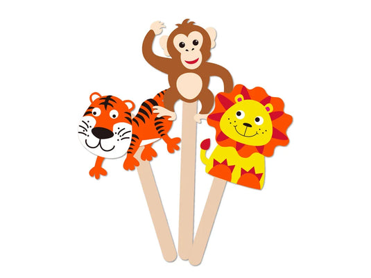 Krafty Kids Kit: DIY Foam Character Stick Puppets D) Jungle Pals
