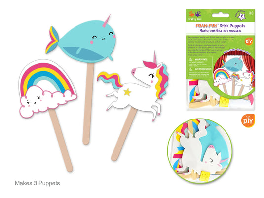 Krafty Kids Kit: DIY Foam Character Stick Puppets N) Unicorn