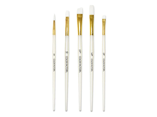 Artist Brush Set: Golden Taklon Pearl Shimmer Series x5 Plastic Handle A) White Nylon Multi-Set 1