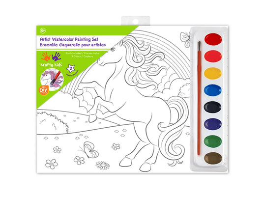 Krafty Kids Kit: 'DIY' Lil' Artist Watercolor Painting Set 2Asst/Pk M) Unicorns