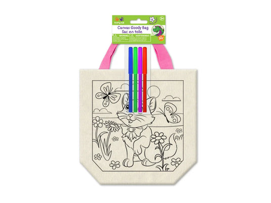 Krafty Kids Kits: Canvas DIY Goody Bags w/4 Markers F) Pet Fun
