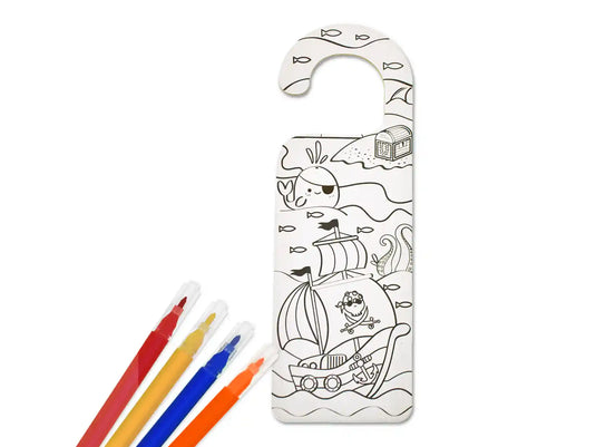 Krafty Kids Kit: 3.5x10.25" DIY Door Hanger w/4 Markers B) Pirate
