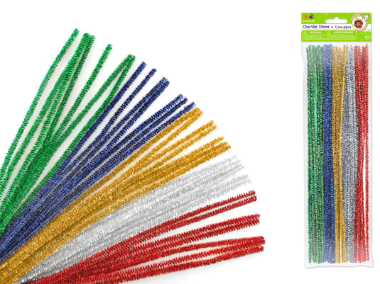 Tinsel Chenille Stems: 6mmx30cm 35/pk Glitter Pipe Cleaners C) Multi Mix