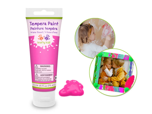 Krafty Kids Paint: 75ml Tempera Tubes (2.54oz) K) Neon Pink
