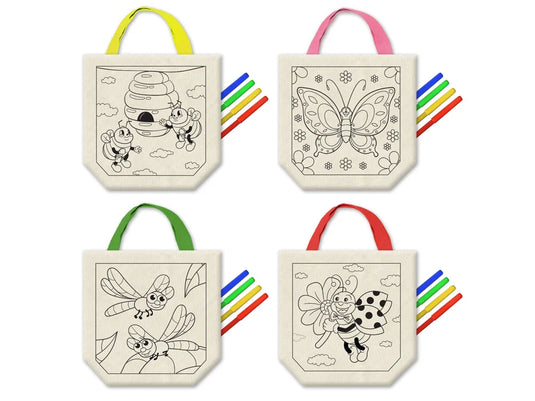 Krafty Kids Kits: Canvas DIY Goody Bags w/4 Markers I) Flying Friends