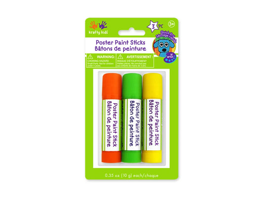 Krafty Kids Paint: Poster Paint Sticks Dry-Quick 3pc (10g ea) A) Orn/Grn/Yel