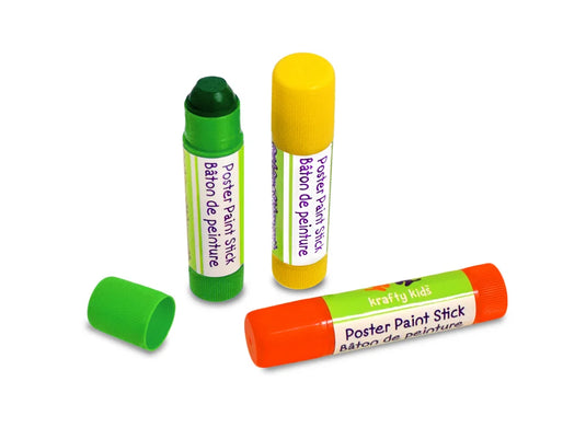 Krafty Kids Paint: Poster Paint Sticks Dry-Quick 3pc (10g ea) A) Orn/Grn/Yel