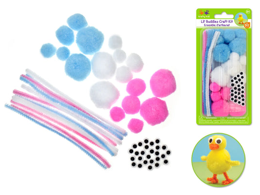Krafty Kids Kit: DIY Craft Kit Chenille Stems/Poms/Googly Eyes A) Pastel