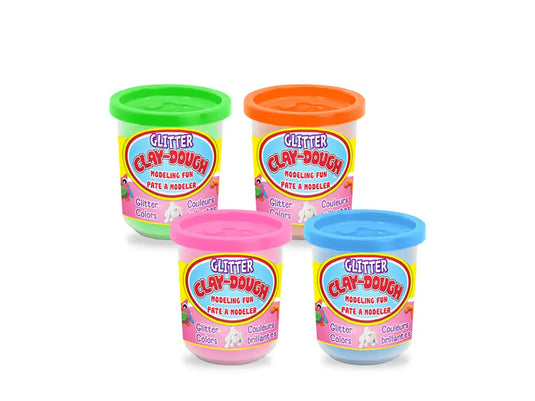 Krafty Kids: 5oz Glitter Clay-Dough Tubs 4-Color Asst PDQ Tropical Shimmers