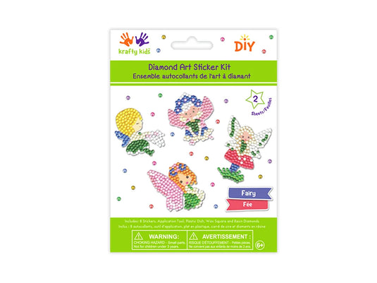Krafty Kids Kit: Diamond Painting DIY Sticker Kit 2Shts G) Fairy