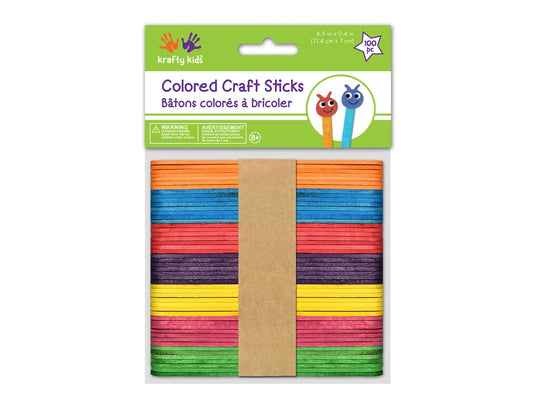 Craftwood: 4.5"x3/8" Colored Craft Sticks 100/pk
