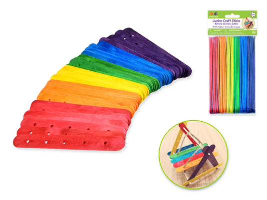 Craftwood: 6"x3/4" Jumbo Natural Craft Sticks w/Holes 40/pk B) Colored