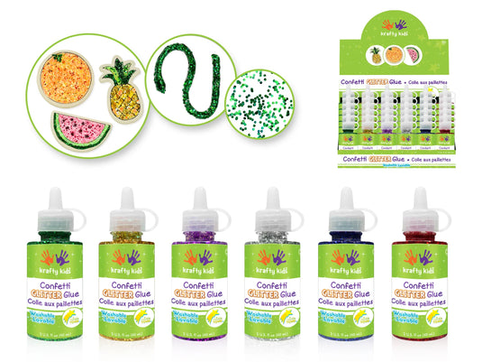 Twinkle Town: 60ml Confetti Glitter Glue PDQ 8eax6col B) Metallic