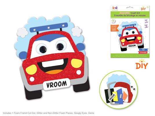 Krafty Kids Kit: DIY Foam Friends Craft Kit Peel-n-Stick 04) Car