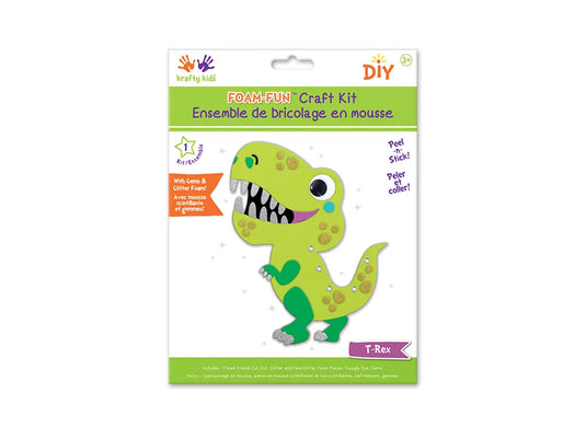 Krafty Kids Kit: DIY Foam Friends Craft Kit Peel-n-Stick 06) T-Rex