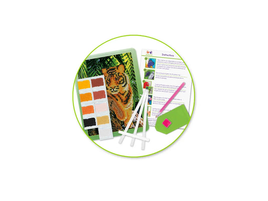 Krafty Kids Kit: 8.8"x6.8" DIY Diamond Painting Kit w/Easel A) Tiger