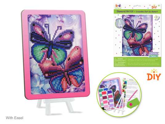 Krafty Kids Kit: 8.8"x6.8" DIY Diamond Painting Kit w/Easel C) Butterflies