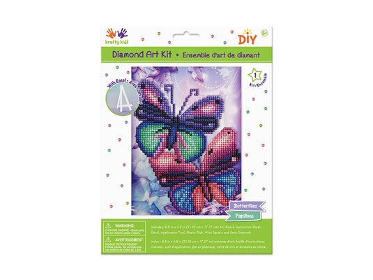 Krafty Kids Kit: 8.8"x6.8" DIY Diamond Painting Kit w/Easel C) Butterflies