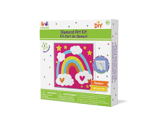 Krafty Kids Kit: 5.7"x5.7" Framed DIY Diamond Painting Canvas Kit w/Stand A) Rainbow