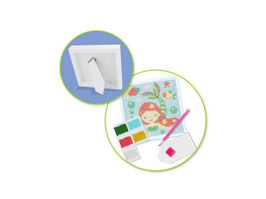 Krafty Kids Kit: 5.7"x5.7" Framed DIY Diamond Painting Canvas Kit w/Stand B) Mermaid