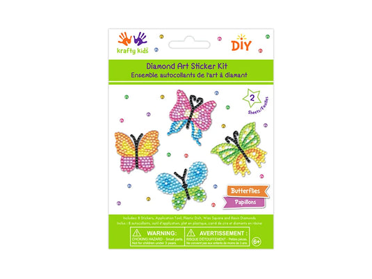 Krafty Kids Kit: Diamond Painting DIY Sticker Kit 2Shts A) Butterfly