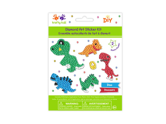 Krafty Kids Kit: Diamond Painting DIY Sticker Kit 2Shts B) Dino