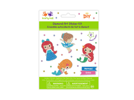 Krafty Kids Kit: Diamond Painting DIY Sticker Kit 2Shts C) Mermaid