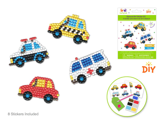 Krafty Kids Kit: Diamond Painting DIY Sticker Kit 2Shts H) Vehicles