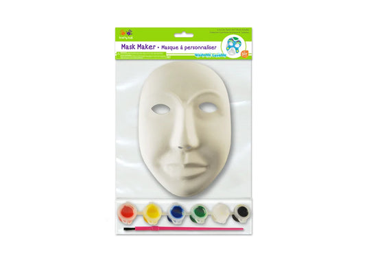Krafty Kids Kit: DIY 9" Mask Maker w/6 Paints & Brush B) Male