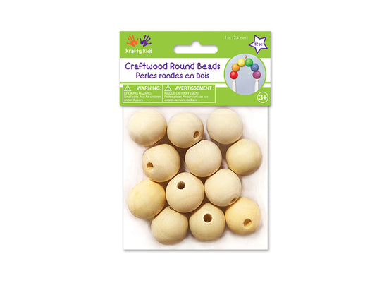 Wood Craft: Round Beads Natural G) 25mm 12pc