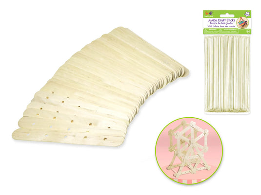 Craftwood: 6"x3/4" Jumbo Natural Craft Sticks w/Holes 40/pk A) Natural