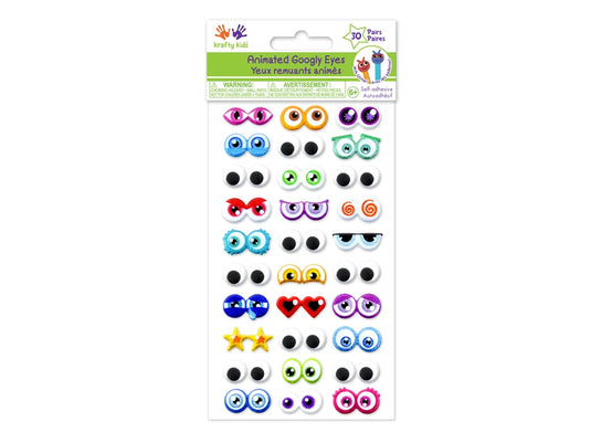 Self-Stick Googly Eyes: Animation Glitter & Googlies 30 Pairs A) Cartoon