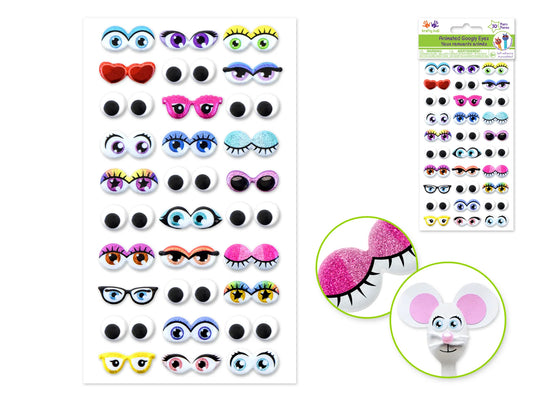 Self-Stick Googly Eyes: Animation Glitter & Googlies 30 Pairs B) Accessorize