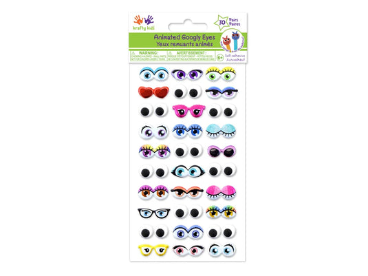 Self-Stick Googly Eyes: Animation Glitter & Googlies 30 Pairs B) Accessorize