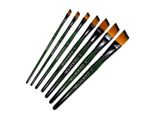 Artist Brush Set: 'Fierce' Art Set x7 Wood Handle B) Angular