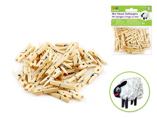 Craftwood: 1 3/16" Mini Clothespins Natural 40/pk