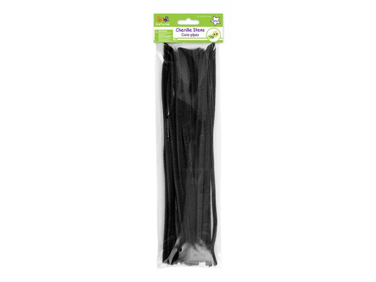 Chenille Stems: 6mmx30cm 40/pk Pipe Cleaners B) Black