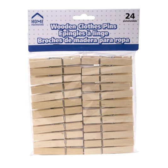 H.E. 24-pc Wooden Clothes Pins, pbh