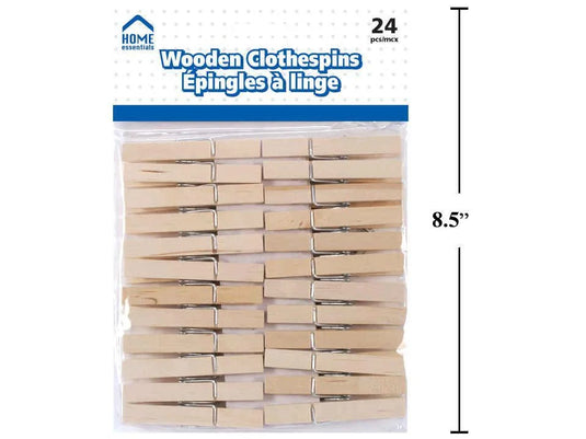 H.E. 24-pc Wooden Clothes Pins, pbh