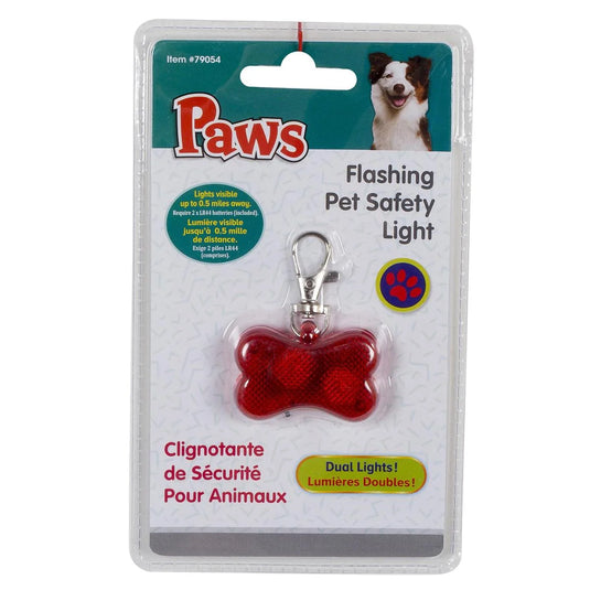 PAWS. Flashing Pet Safety Light, clamshell, Batt Incl.