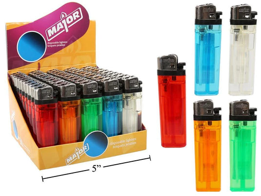 Major, Disposable Clear Flint Lighters, (KIK)