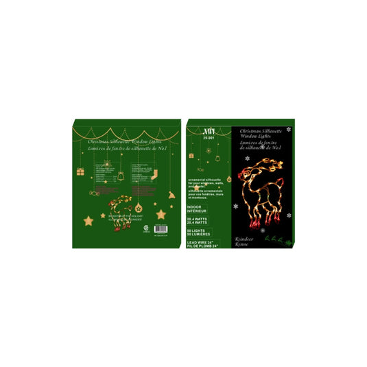 16~18” Window Silhouette- indoor with 50lt mini bulb-Reindeer design only