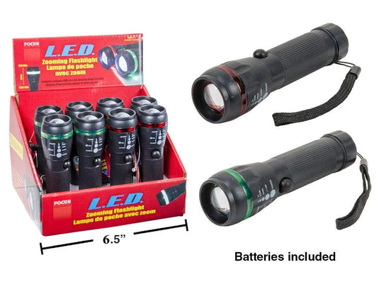 Focus Elec. LED Zooming Flashlight, (HZ) BATT INCL