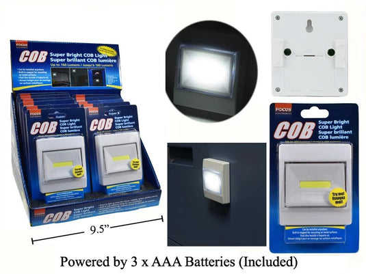 Focus Elec Super Bright COB Lights, Wht, (HZ) BATT INCL