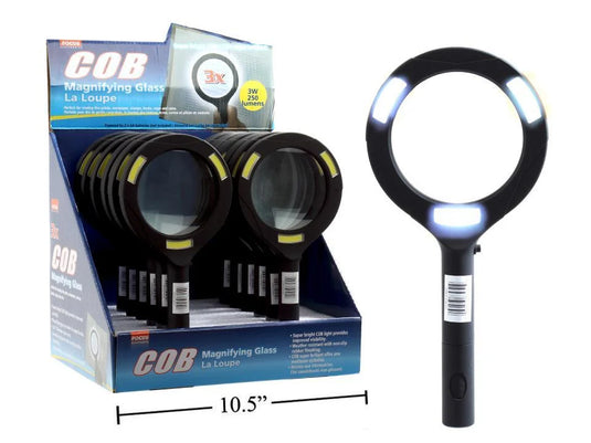 3X COB Light Magnifying Glass With Rubber Coated handle