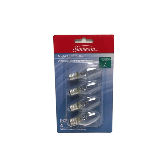 SUNBEAM AMPOULES POUR VEILLEUSE PAQ DE. 4/PK CLEAR C7 NIGHT LIGHT BULBS 7W