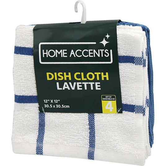 Dish Cloth Blue & White 4 Pack