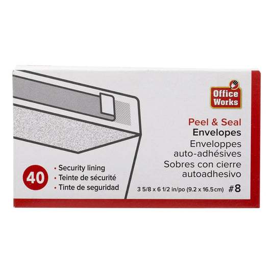 O.WKs. 40-pc #8 Peel & Seal Security Evlp (HZ)