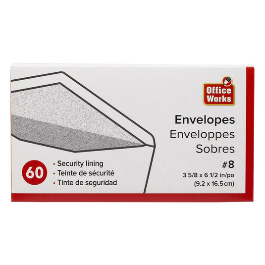 O.WKs. 60-pc #8 Security Envelopes, Boxed